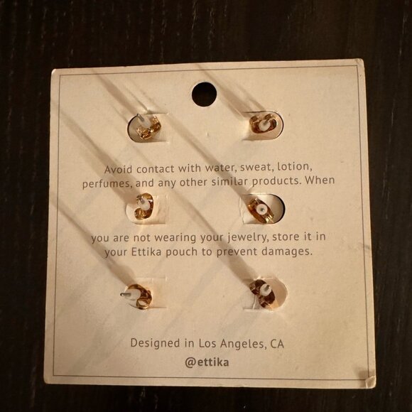 Ettika 18k Gold Plated Crystal Stud Earrings Set – 3 Pairs NWT - Picture 3 of 3